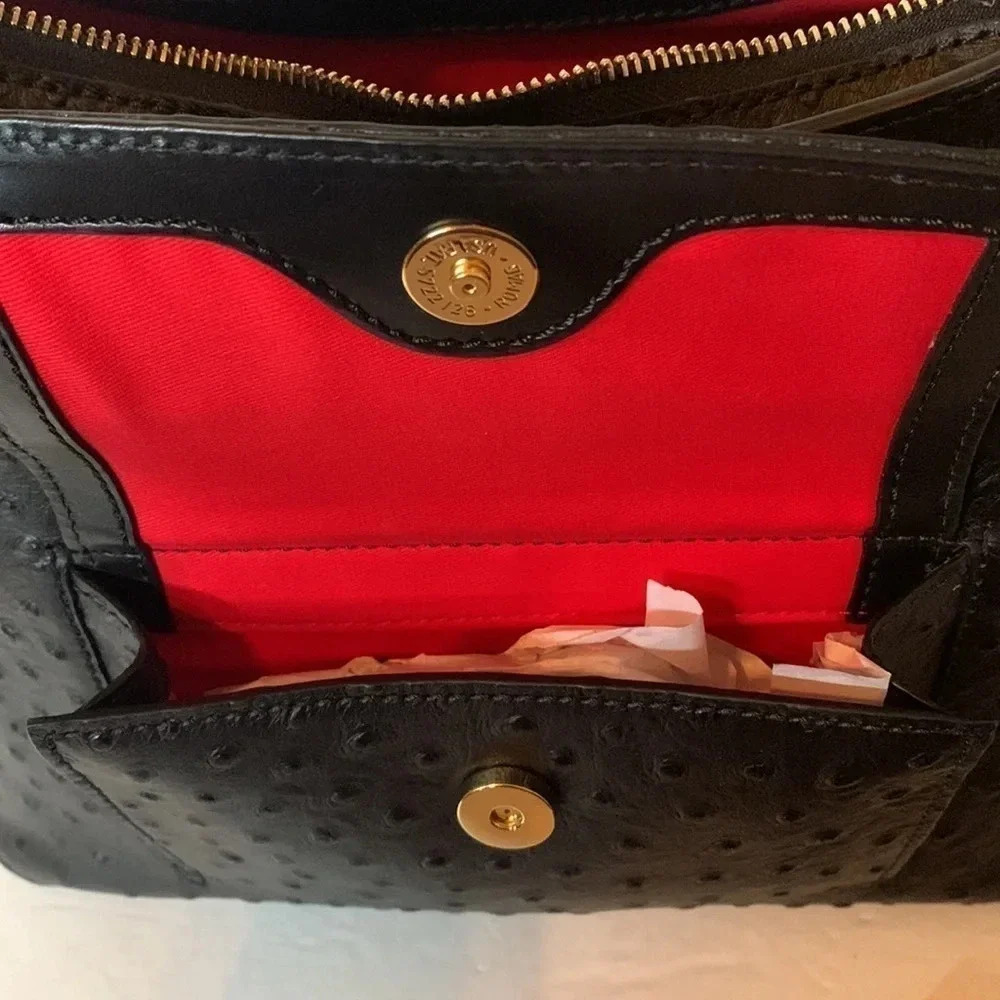 Dooney Bourke Shoulder Bag Hobo Ostrich Leather Black NWT - Picture 7 of 12